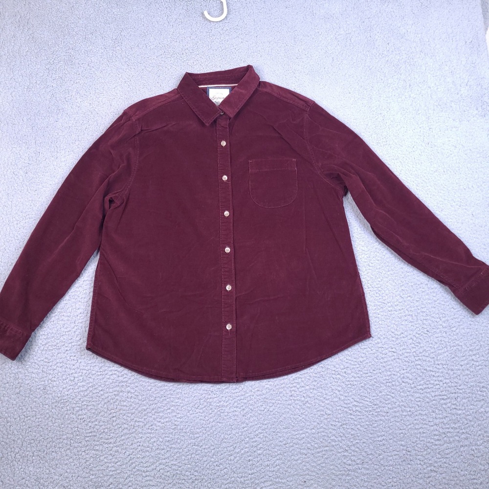 Jachs Girlfriend Womens XL Burgundy Corduroy Button Down Shirt Long Sleeve